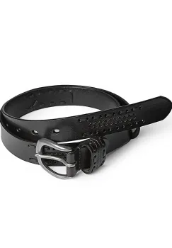 Curea pentru barbati 122, piele naturala, 105 cm, Negru imagine