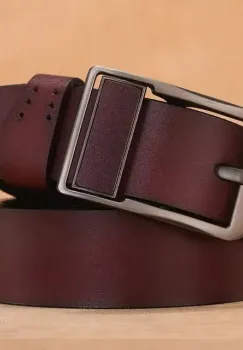 Curea pentru barbati C-140, piele naturala, Maro imagine