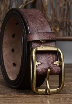 Curea pentru barbati C-152, piele naturala, Maro inchis imagine