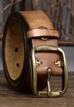 Curea pentru barbati C-153, piele naturala, Maro imagine