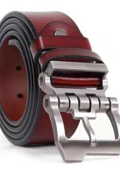 Curea pentru barbati C-157, piele naturala, Maro imagine