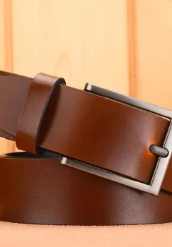 Curea pentru barbati C-164, piele naturala, Maro imagine