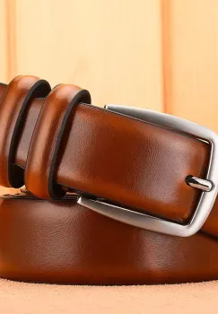 Curea pentru barbati C-165, piele naturala, Maro imagine
