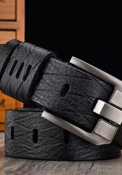 Curea pentru barbati C-66, piele naturala, Negru imagine