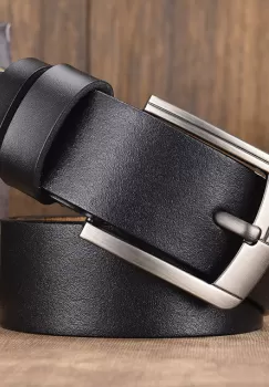 Curea pentru barbati C-67, piele naturala, Negru imagine