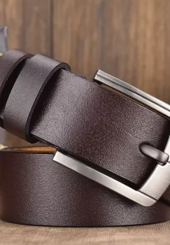 Curea pentru barbati C-68, piele naturala, Maro imagine