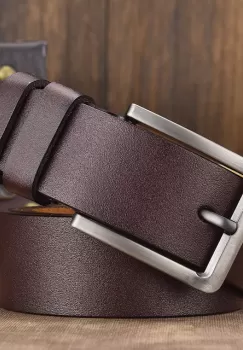 Curea pentru barbati C-70, piele naturala, Maro imagine
