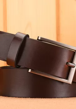 Curea pentru barbati C-73, piele naturala, Maro imagine