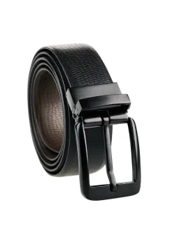 Curea pentru barbati cu doua fete C-181, piele naturala, Negru/Maro imagine