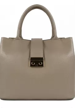 Geanta dama Alissa GT901, piele naturala, model dark taupe imagine