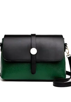 Geanta dama Basma GT3110, piele naturala, Verde\Negru imagine