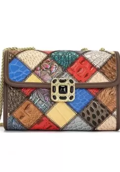 Geanta dama, Ciela GT2243, piele naturala, Multicolor imagine