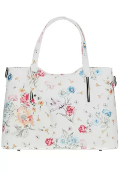 Geanta dama, Maila GT2653, piele naturala, Alb floral imagine