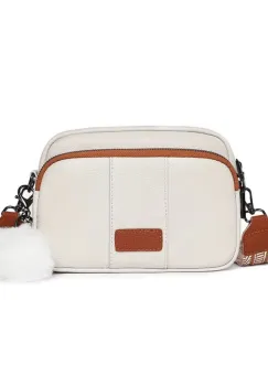 Geanta dama, Miralys GT3347, piele naturala, Crem/Maro imagine