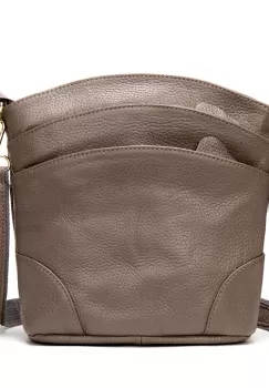 Geanta dama Missa GT1047, piele naturala, dark taupe imagine