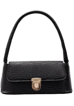 Geanta dama tip baguette,Isoria GT3980, textura crocodil, Neagra imagine