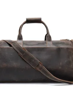 Geanta de calatorie unisex, Riven GT3295, piele naturala, Maro imagine