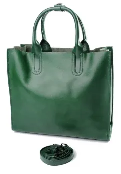 Geanta de dama, 6609, piele naturala, Verde imagine