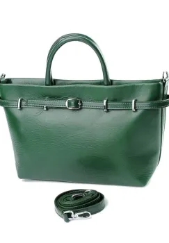 Geanta de dama, 7738, piele naturala, Verde imagine