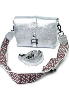Geanta de dama, 99150, piele naturala, Argintie imagine