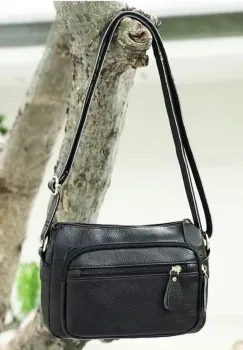 Geanta de dama, Caroline GT3832, piele naturala, Negru imagine