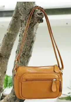 Geanta de dama, Caroline GT3833, piele naturala, Maro imagine