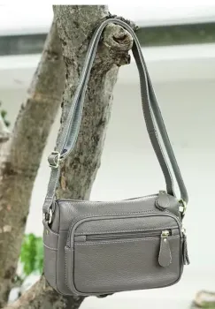 Geanta de dama, Caroline GT3834, piele naturala, Gri imagine