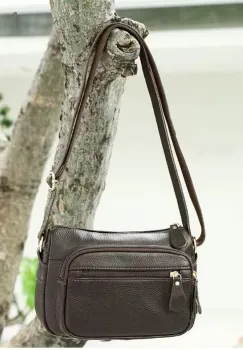 Geanta de dama, Caroline GT3835, piele naturala, Maro inchis imagine