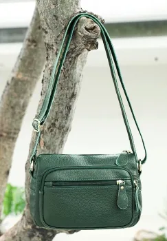 Geanta de dama, Caroline GT3844, piele naturala, Verde imagine