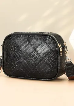 Geanta de dama, Doriana GT3816, piele naturala, Negru imagine