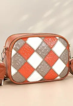 Geanta de dama, Doriana GT3817, piele naturala, Maro imagine