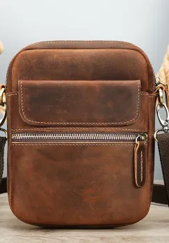 Geanta de umar pentru barbati, Davide GT3840, piele naturala, Maro imagine