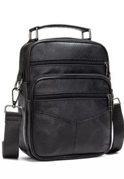 Geanta de umar pentru barbati Eliam GT1814, piele naturala, negru imagine