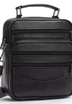 Geanta de umar pentru barbati Elio GT1818, piele naturala, negru imagine