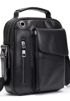 Geanta de umar pentru barbati, Harry GT1402, piele naturala, model negru imagine