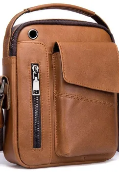 Geanta de umar pentru barbati, Harry GT1403, piele naturala, maro deschis imagine