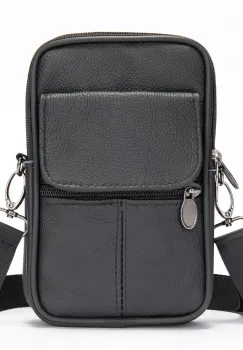 Geanta de umar pentru barbati, Loxar GT3812, piele naturala, Negru imagine