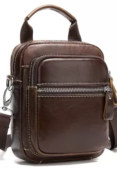 Geanta de umar pentru barbati, Oberon GT2748, piele naturala, Maro imagine