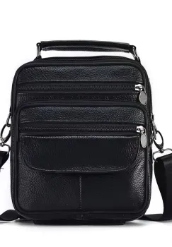 Geanta de umar pentru barbati, Oriol GT3262, piele naturala, Negru imagine