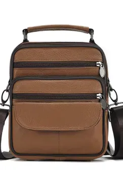 Geanta de umar pentru barbati, Oriol GT3263, piele naturala, Maro imagine