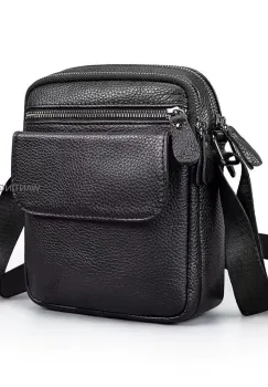 Geanta de umar pentru barbati, Zoryn GT3811, piele naturala, Negru imagine