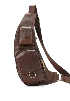 Geanta pentru barbati, Elrohir GT3314, piele naturala, Maro imagine