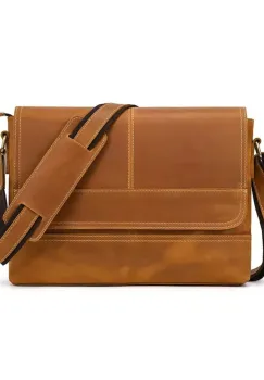Geanta pentru barbati, Eneas GT3277, piele naturala, Cognac imagine