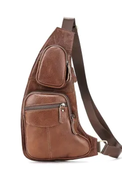 Geanta pentru barbati, Nael GT3312, piele naturala, Maro imagine