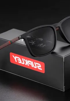 Ochelari de soare unisex, SG011, Negru/Maro imagine