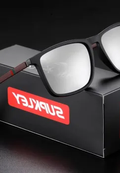 Ochelari de soare unisex, SG013, Negru/Maro imagine