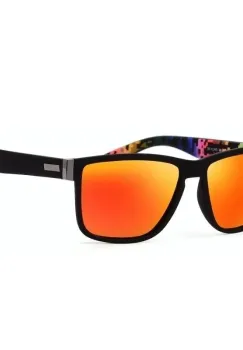 Ochelari de soare unisex, SG032, Negru/Portocaliu imagine