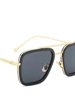 Ochelari de soare unisex, SG164, Negru/Auriu imagine