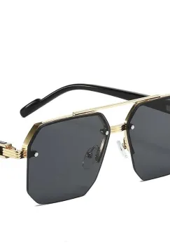Ochelari de soare unisex, SG186, Negru/Auriu imagine