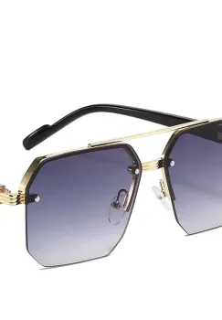 Ochelari de soare unisex, SG188, Gri/Auriu imagine